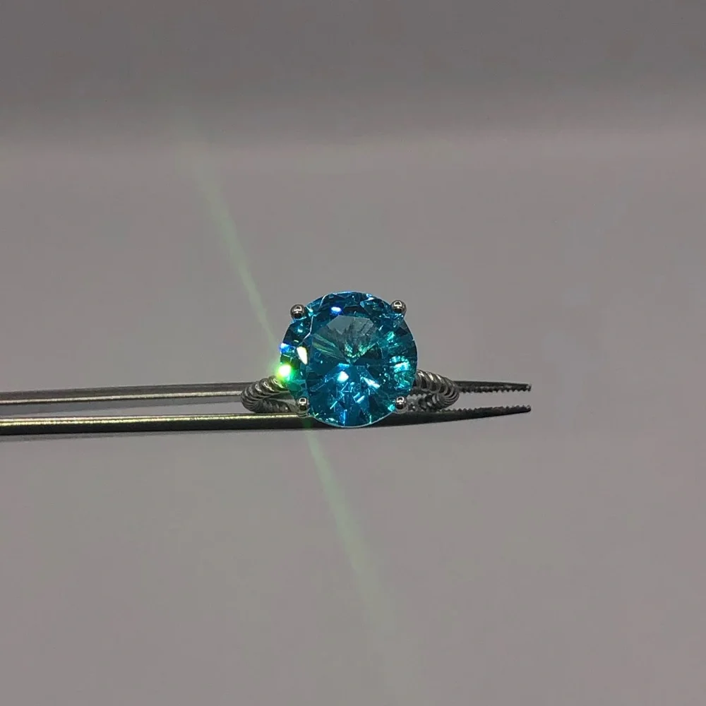 4ct Blue Apatite Ring - Picture 4 of 15
